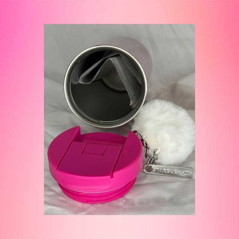 Fucsia Pink Stainless Steel with Pom Pom Tumbler x Starbucks