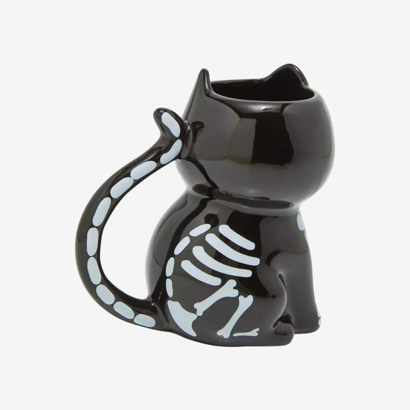 Taza con figura de Esqueleto de Gato