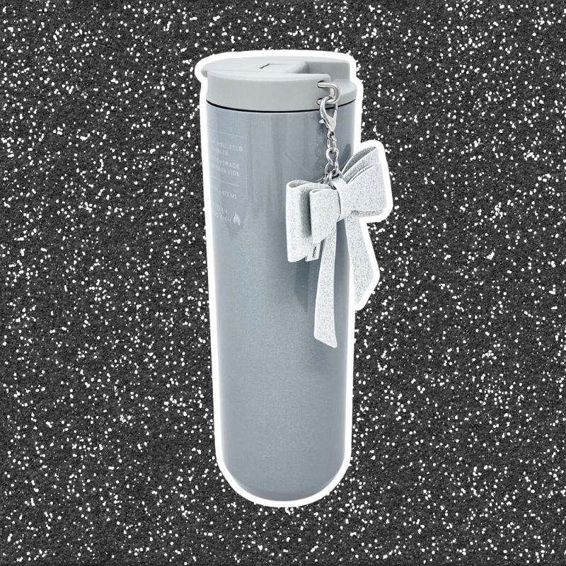 Silver Glitter Stainless Steel with Charm Tumbler x Starbucks