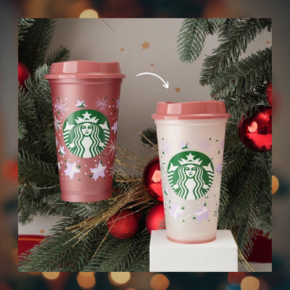 Set Vaso Reusable Rose Gold + Pink Star Rose Gold Keychain x Starbucks