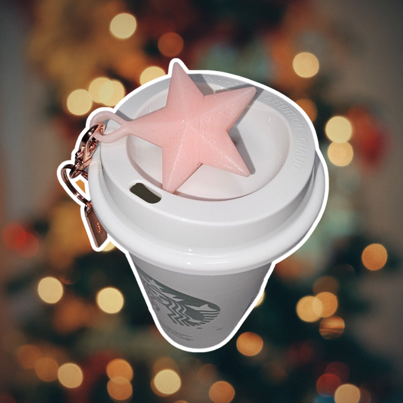 Set Vaso Reusable Rose Gold + Pink Star Rose Gold Keychain x Starbucks