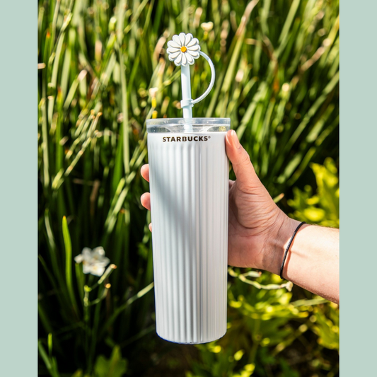 Baby Blue Stainless Steel Tumbler with Flower x Starbucks