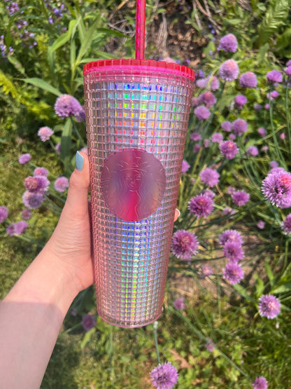 Pink Iridescent Grid x Starbucks