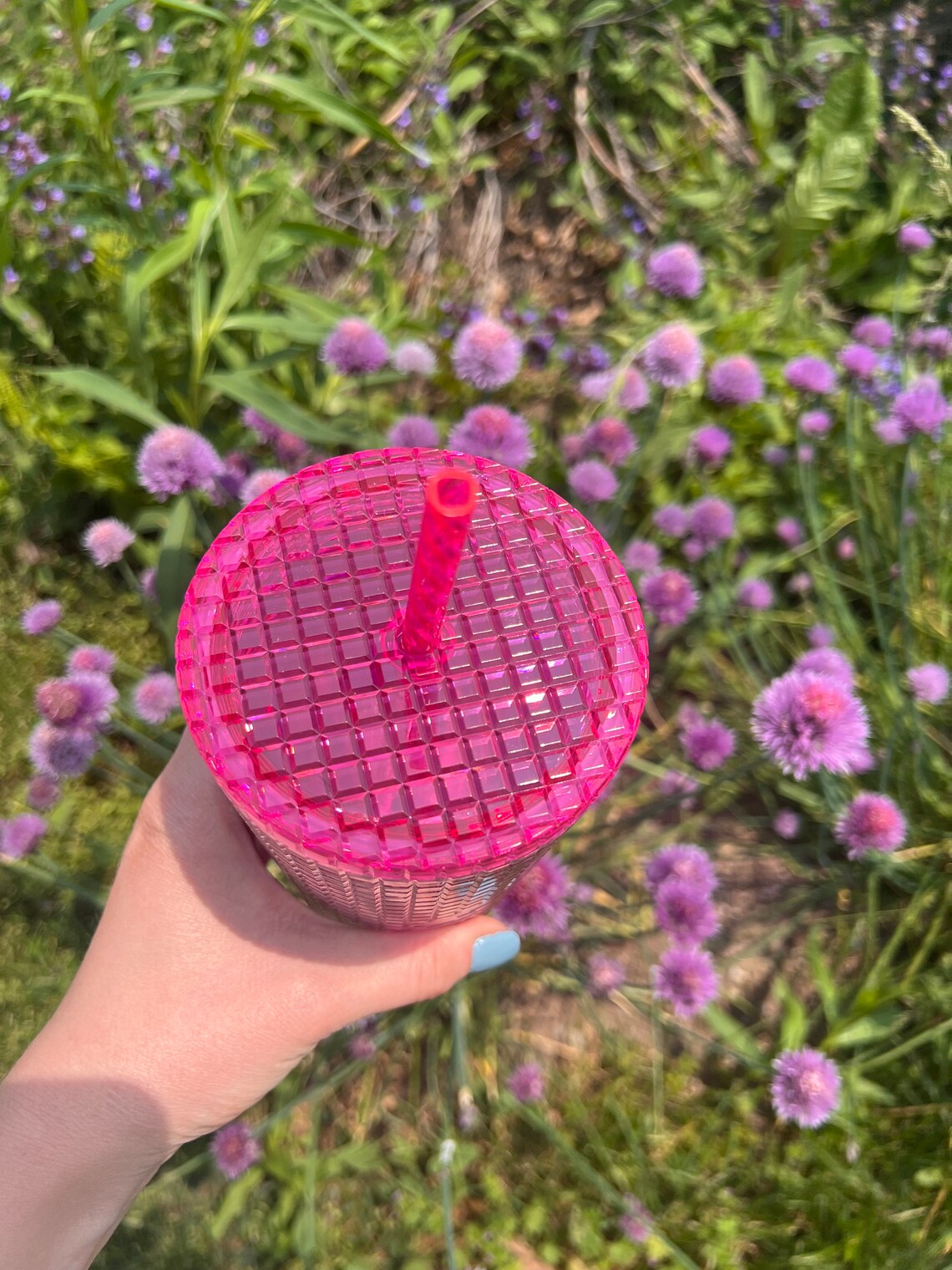 Pink Iridescent Grid x Starbucks