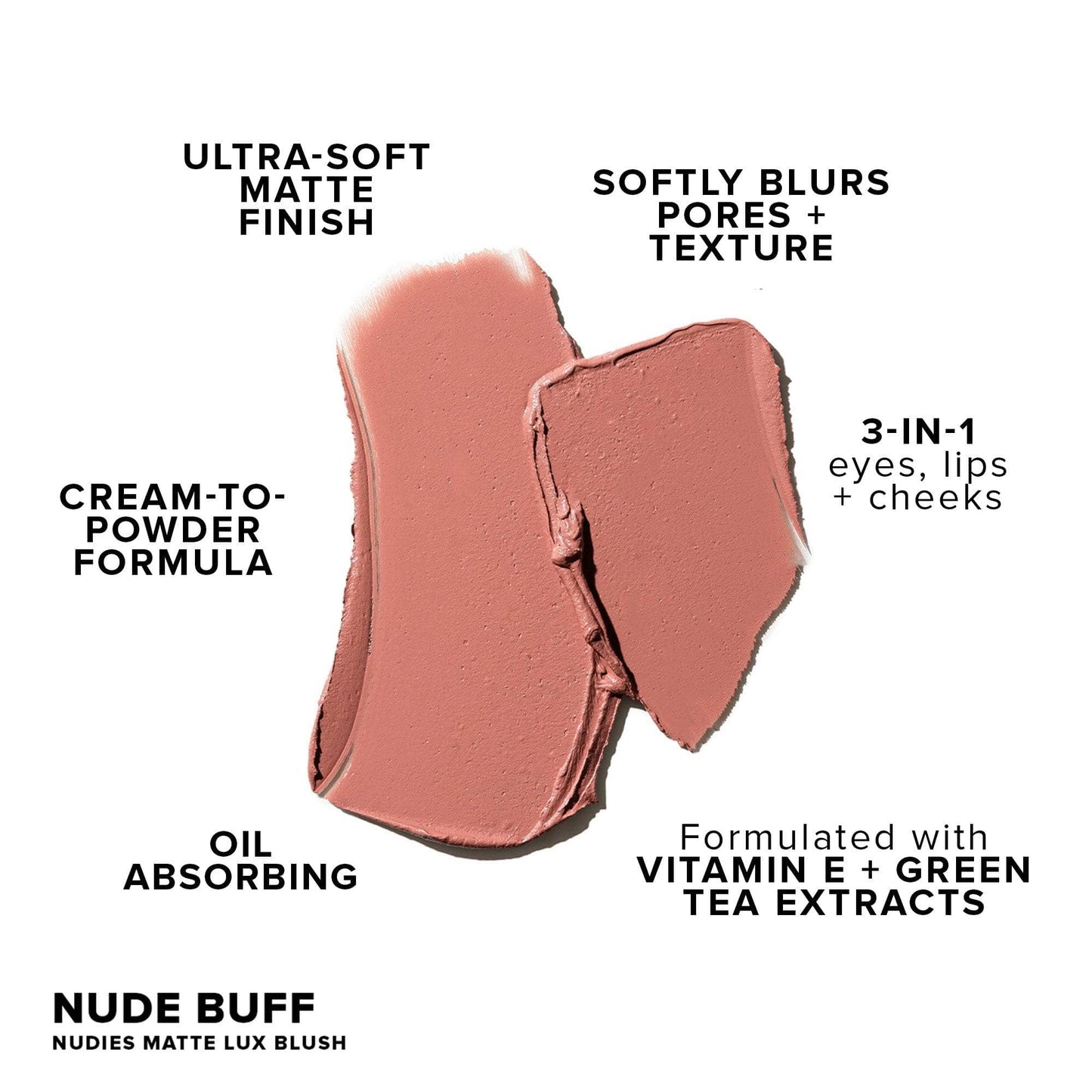 Nudies Matte Lux All Over Face Blush Color Nude Buff x Nudestix