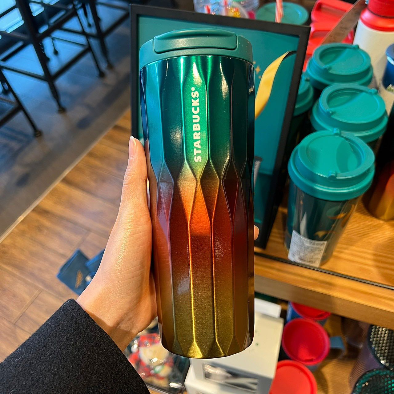 Green/red gradient stainless steel tumbler x Starbucks